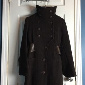 Beautiful & unique Mackage brown wool leather coat